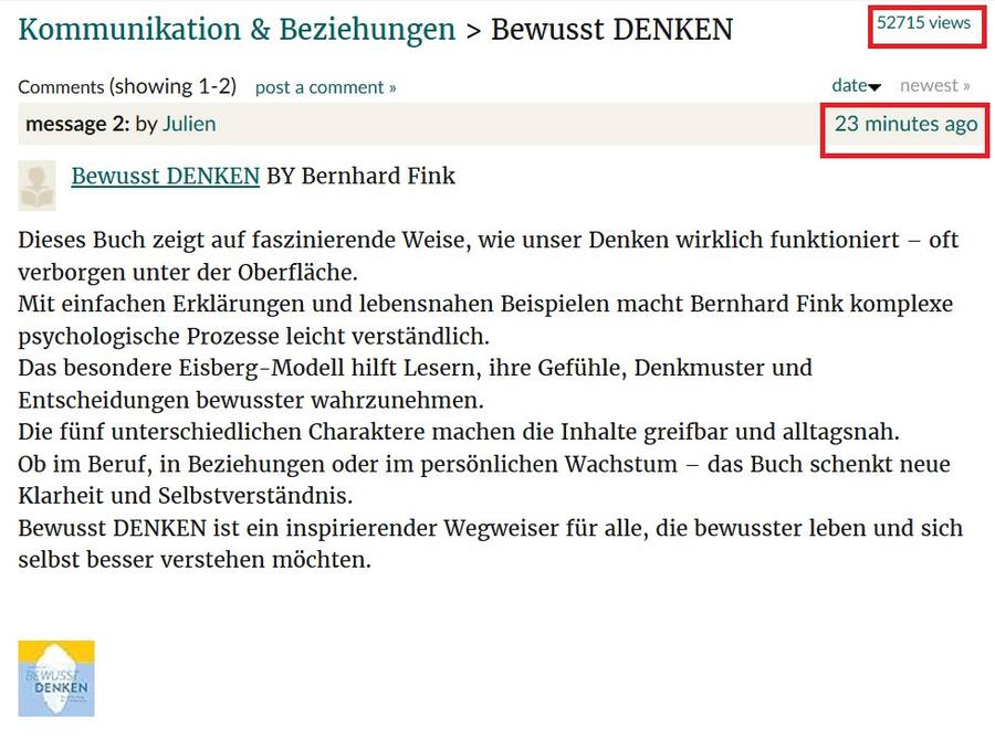 Bernhard Fink Goodreads screenshot showing 52,715 views